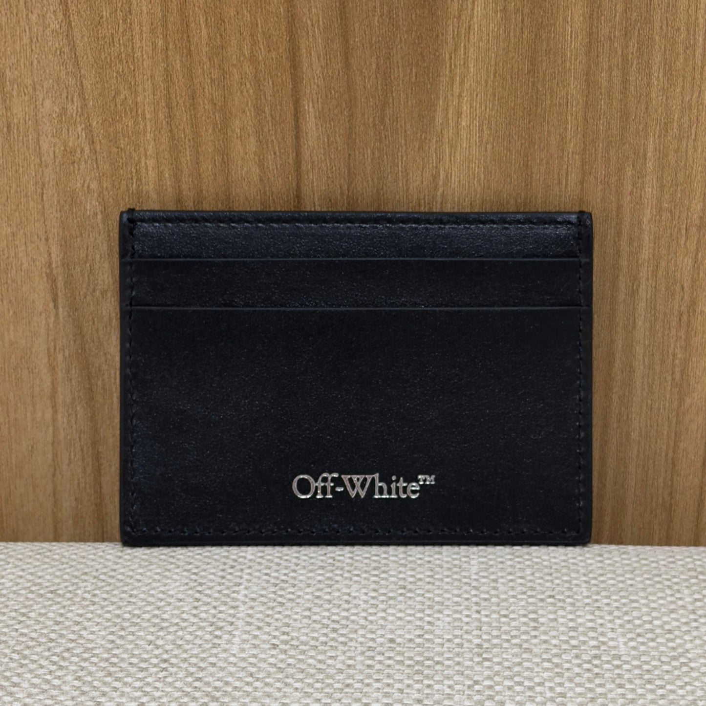 Off-White Printed Leather Cardholder - Black