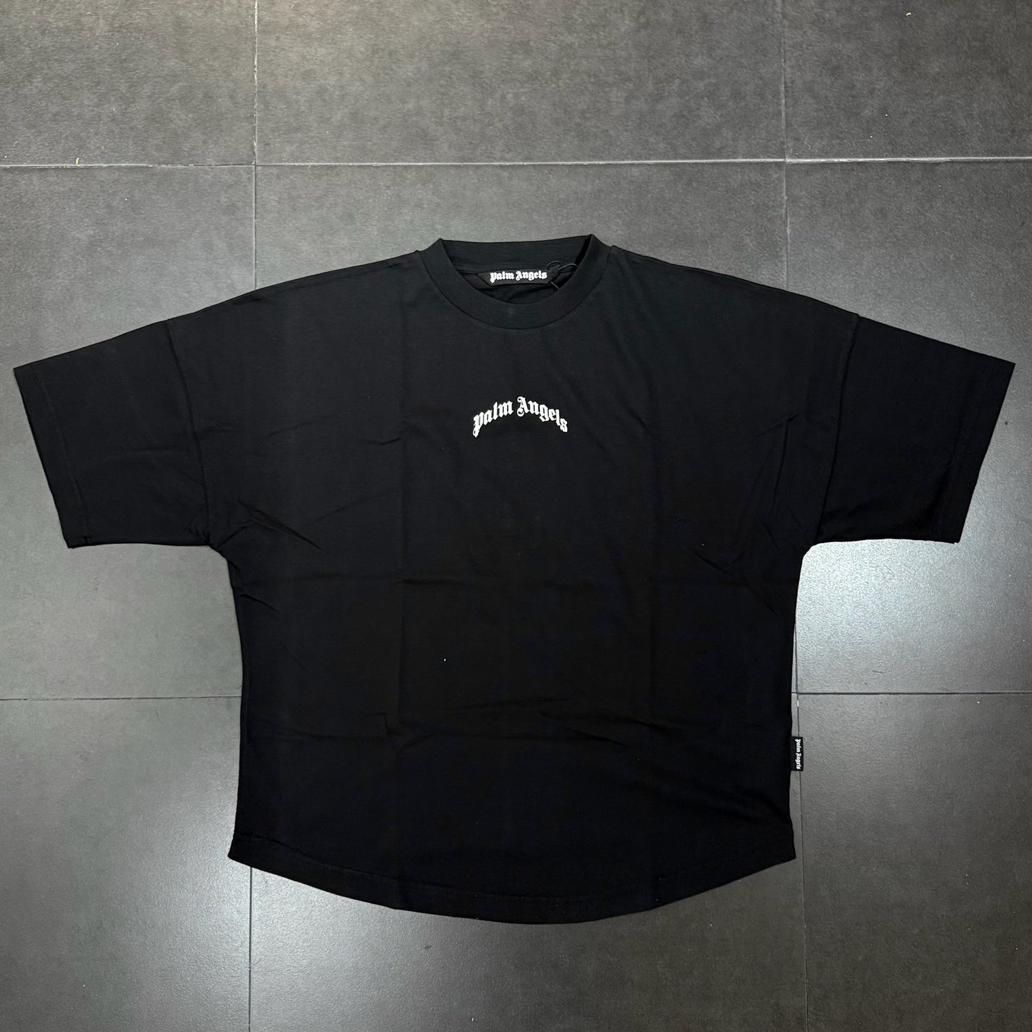 Palm Angels Back Curved Logo Tee - Black