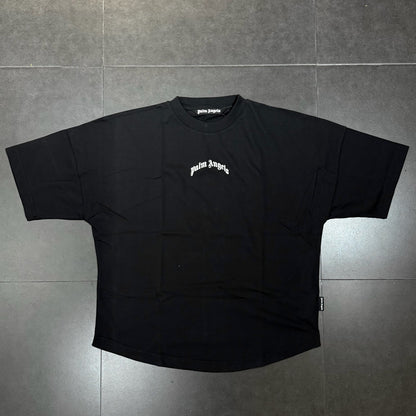Palm Angels Back Curved Logo Tee - Black