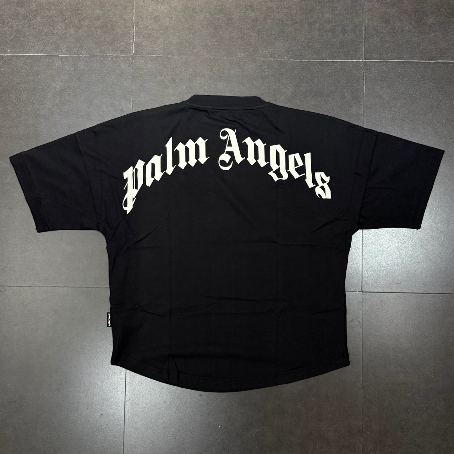 Palm Angels Back Curved Logo Tee - Black