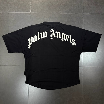 Palm Angels Back Curved Logo Tee - Black