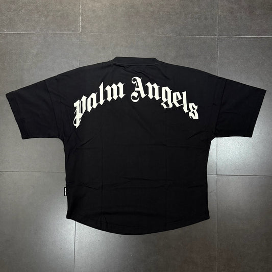 Palm Angels Back Curved Logo Tee - Black