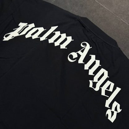 Palm Angels Back Curved Logo Tee - Black