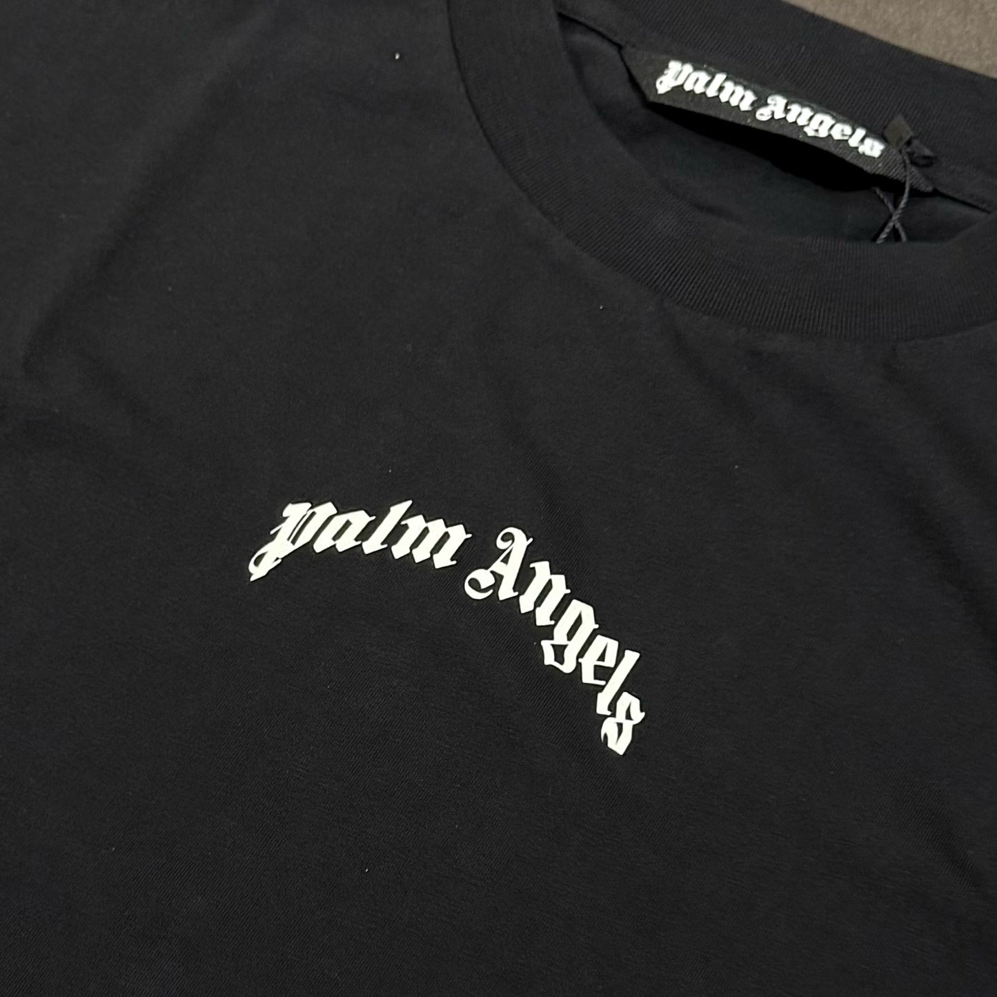 Palm Angels Back Curved Logo Tee - Black