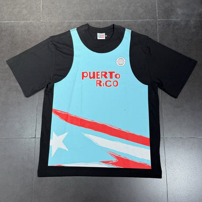 Bad Bunny Merch Puerto Rico Jersey Tee - Black & Blue