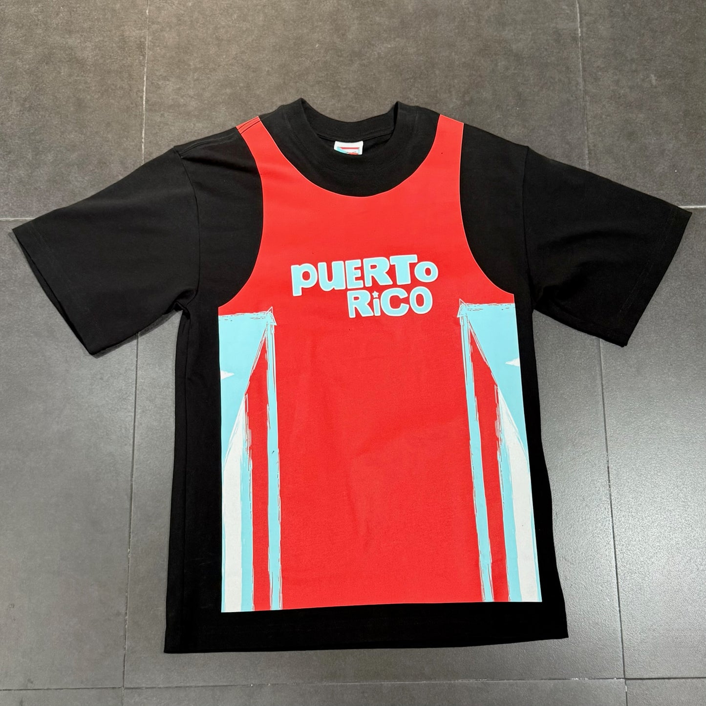 Bad Bunny Merch Puerto Rico Jersey Tee - Black & Red